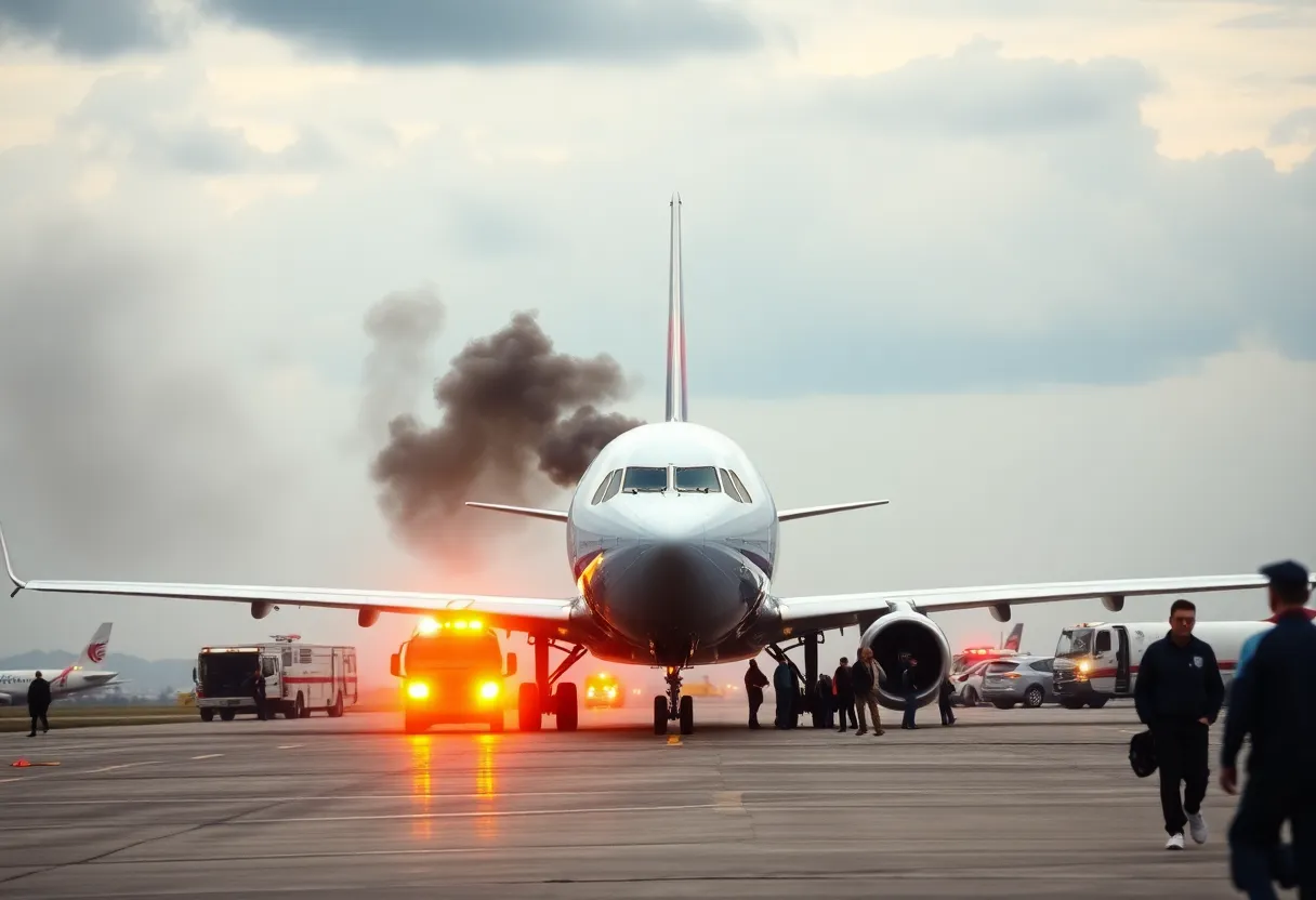 Emergency evacuation of United Airlines aircraft with smoke from the wing