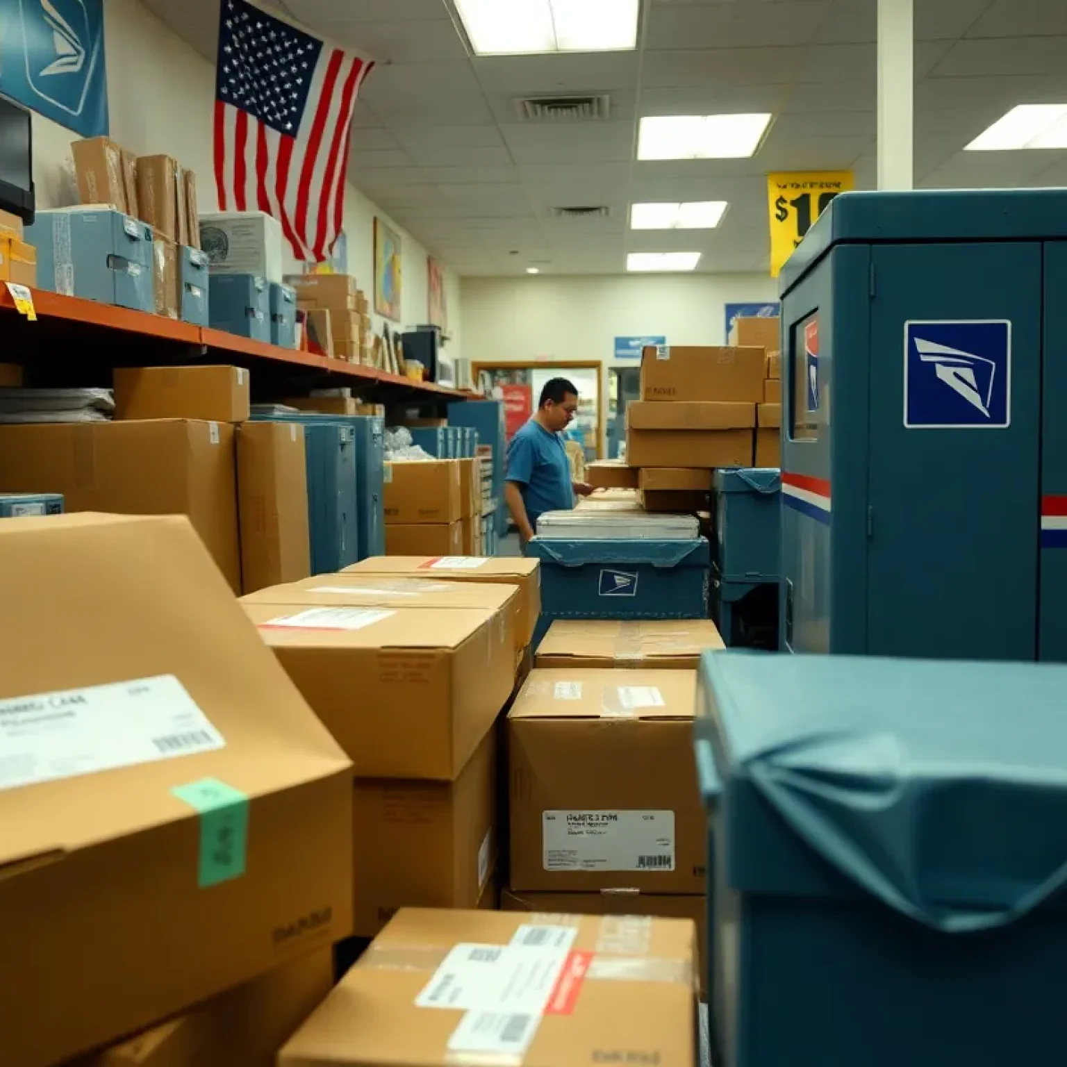 Packages from China and Hong Kong being set aside at USPS office.