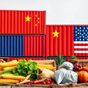 Symbolic depiction of trade tensions between China and the USA