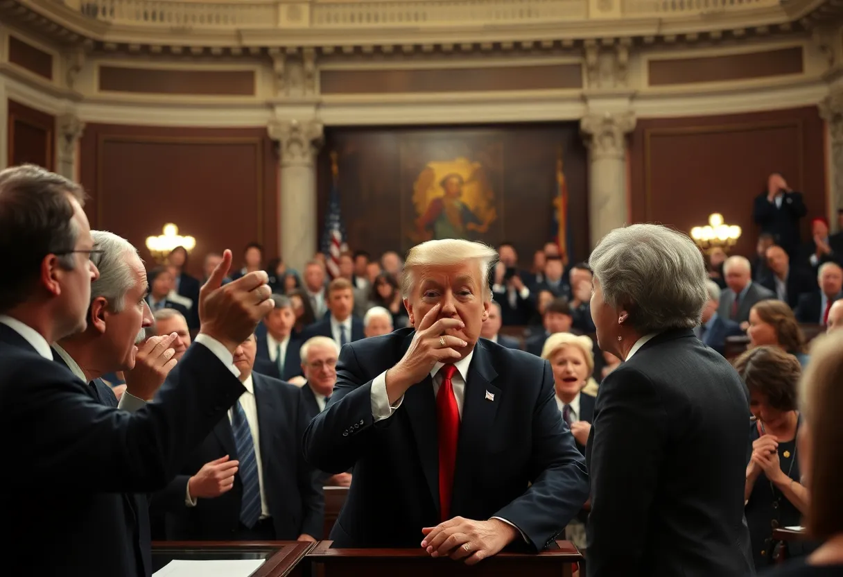 Congressional chamber during a tense political moment