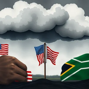 Abstract representation of U.S.-South Africa diplomatic tensions