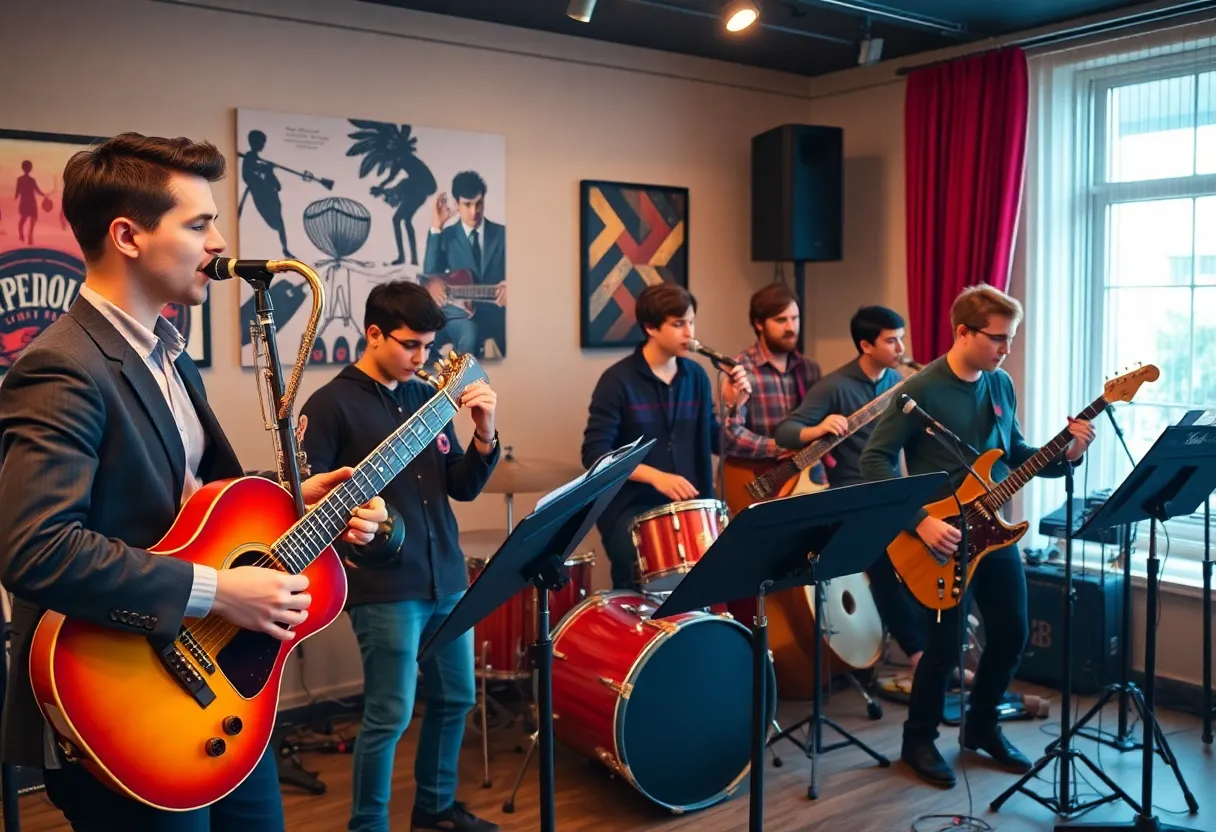 Gaffney High Jazz Collective performing in their new band room