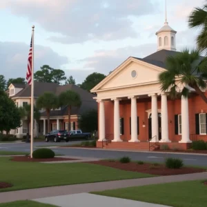 Courthouse in Irmo, South Carolina with a mental health awareness theme.