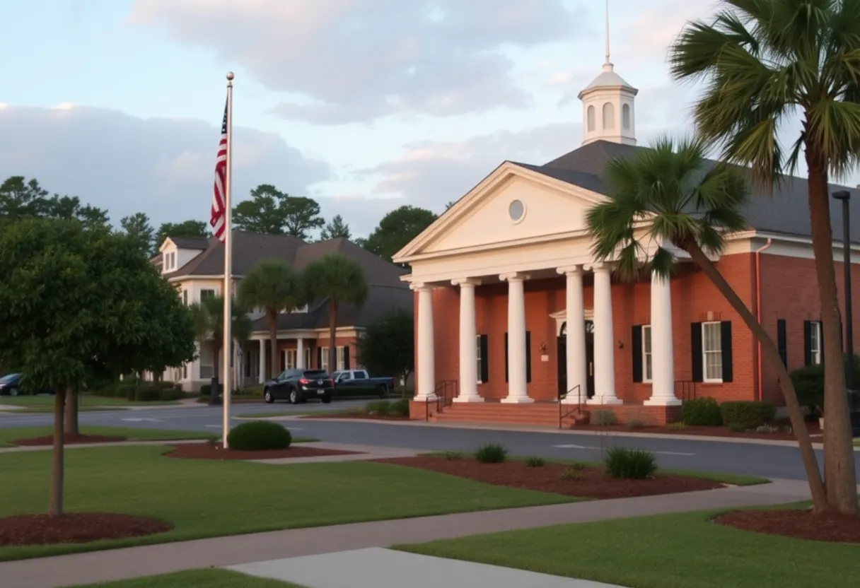 Courthouse in Irmo, South Carolina with a mental health awareness theme.