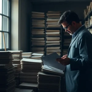 An archive room with classified documents related to JFK's assassination