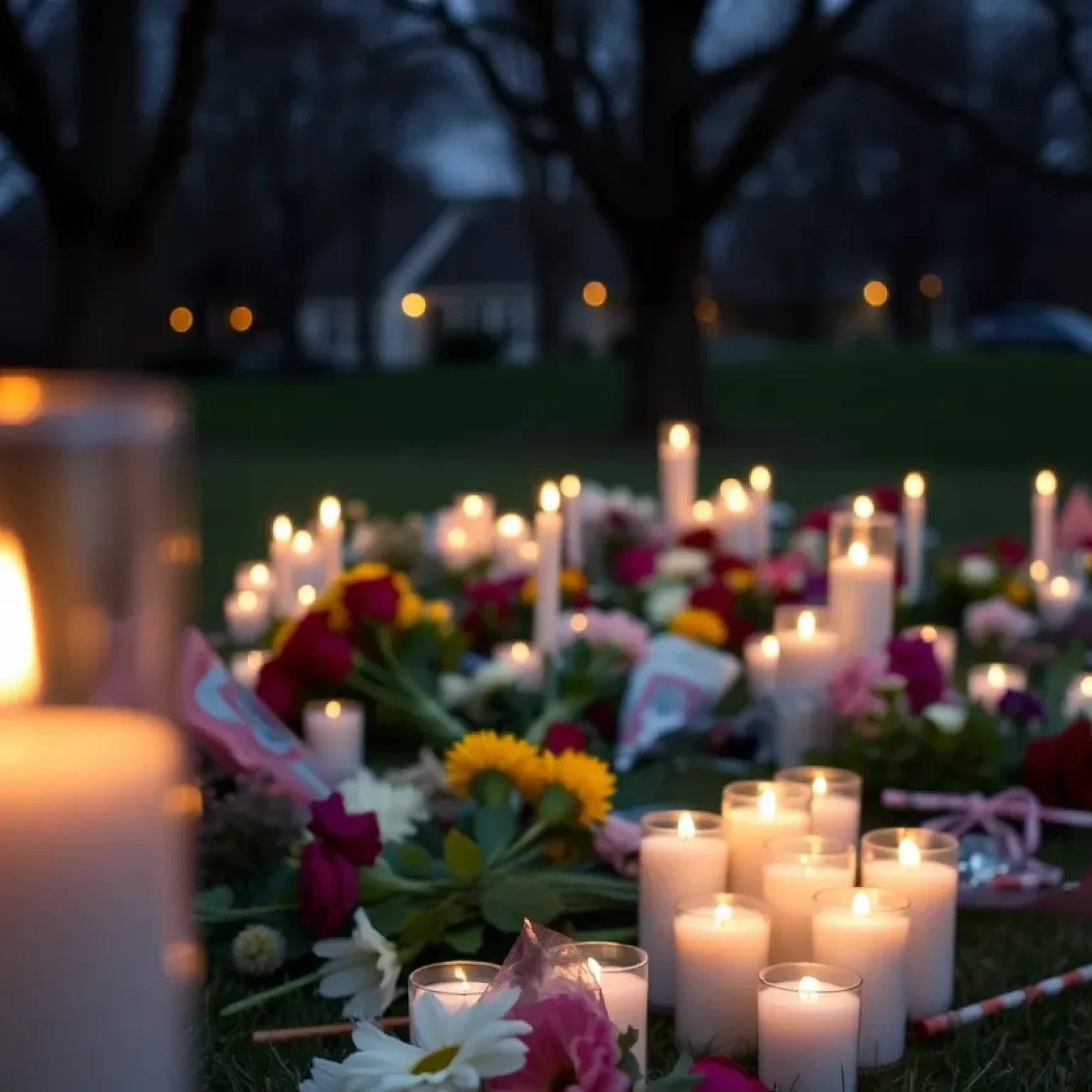 Community members gathering for a vigil in memory of the Las Cruces shooting victims.