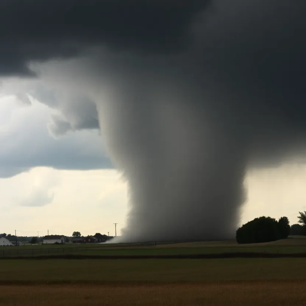 A tornado touching down in Missouri