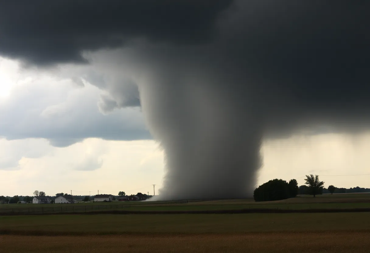 A tornado touching down in Missouri