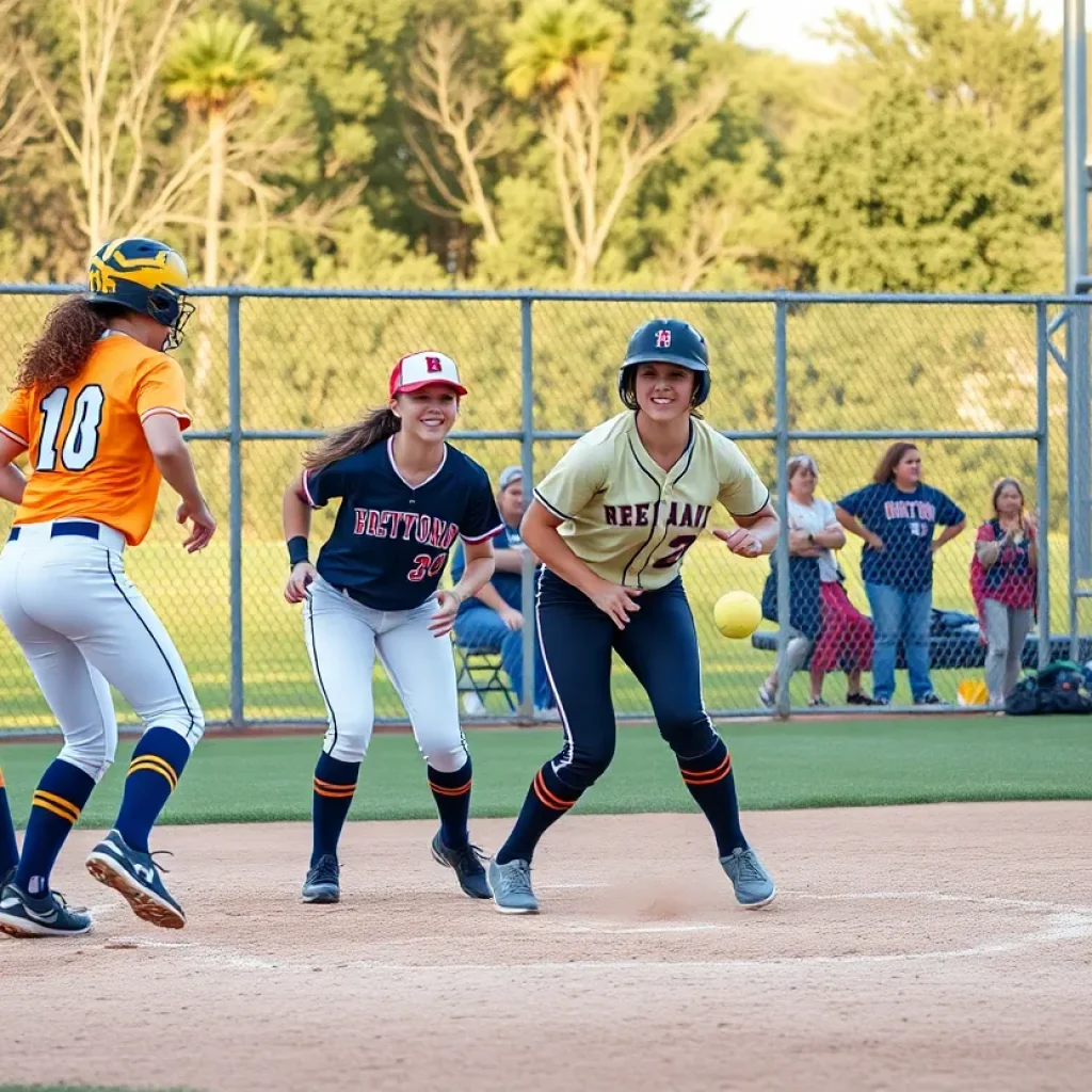 Newberry College softball team in action during a game