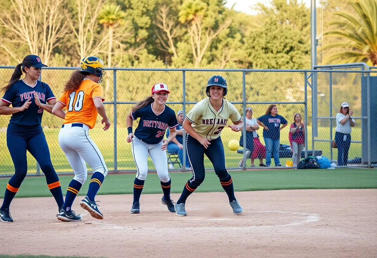 Newberry College softball team in action during a game