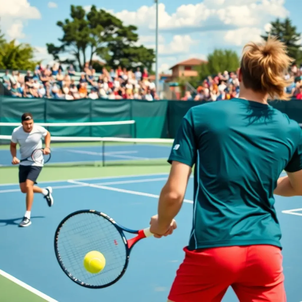 Tennis players in action at Newberry College