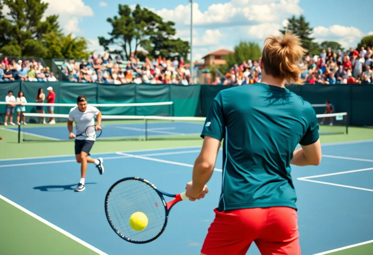 Tennis players in action at Newberry College