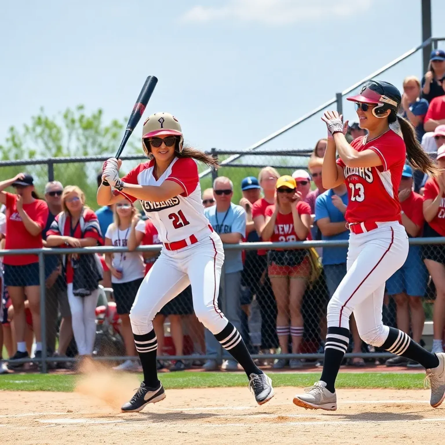 Newberry College Wolves softball team playing during a game