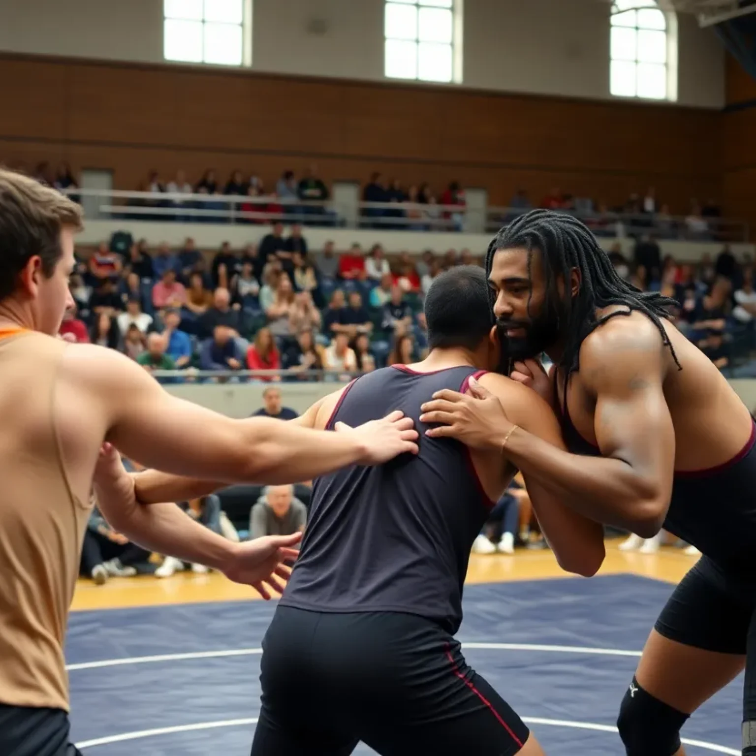 Newberry College wrestlers competing in a match