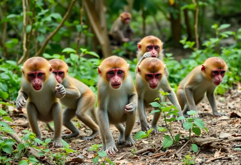 Rhesus Macaque Monkeys in Nature