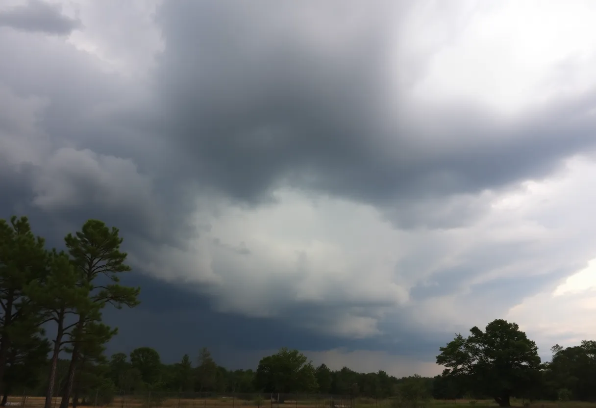 Dark storm clouds over Upstate South Carolina signaling severe thunderstorms