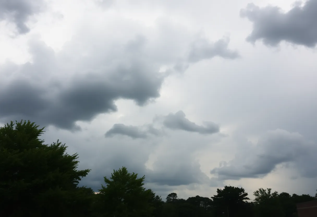 Dark storm clouds over Columbia, S.C. indicating severe weather approach