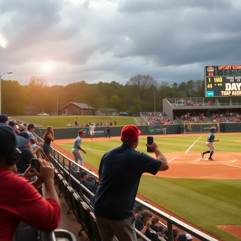 High school baseball game in Upstate stadium