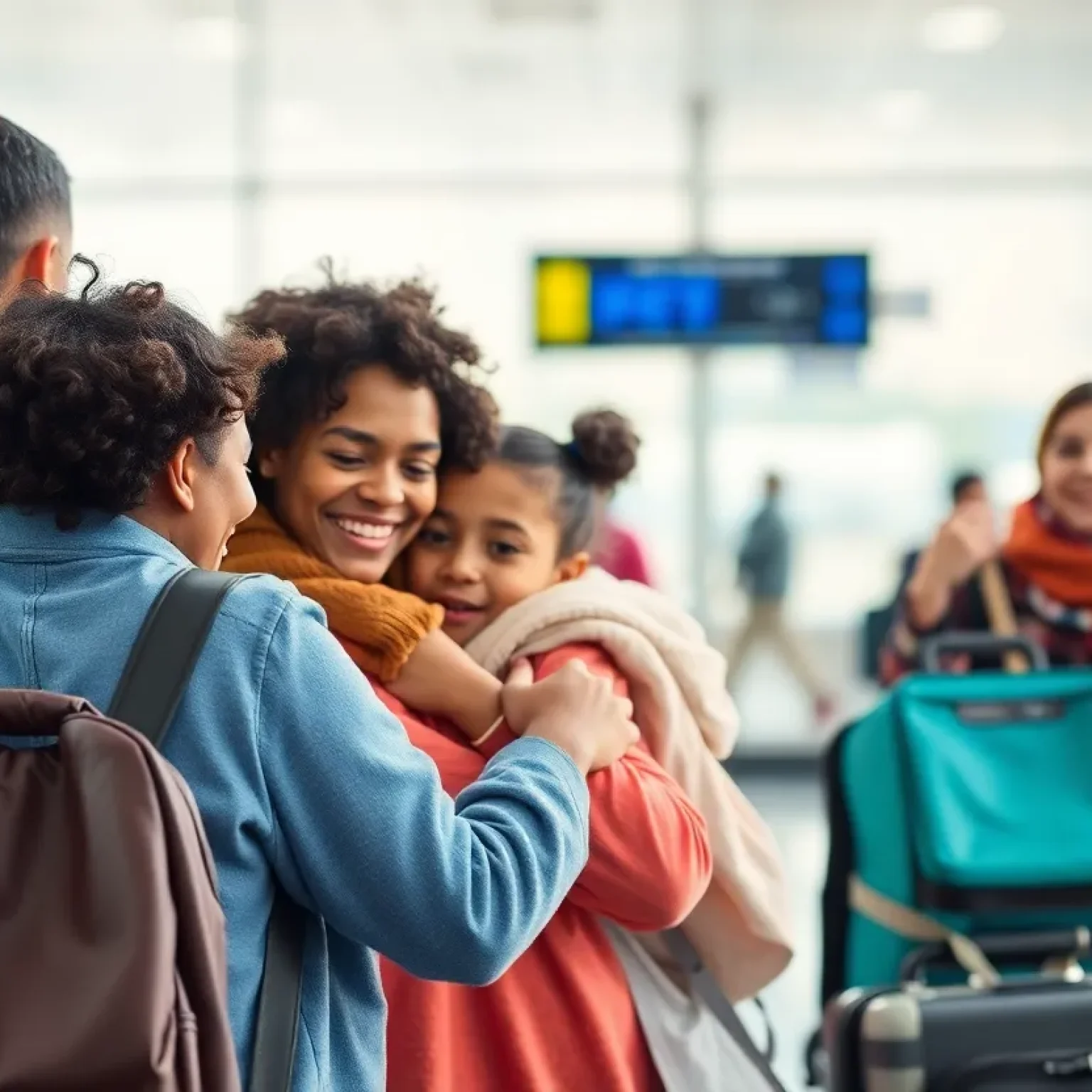 Families welcoming returning Venezuelans at the airport