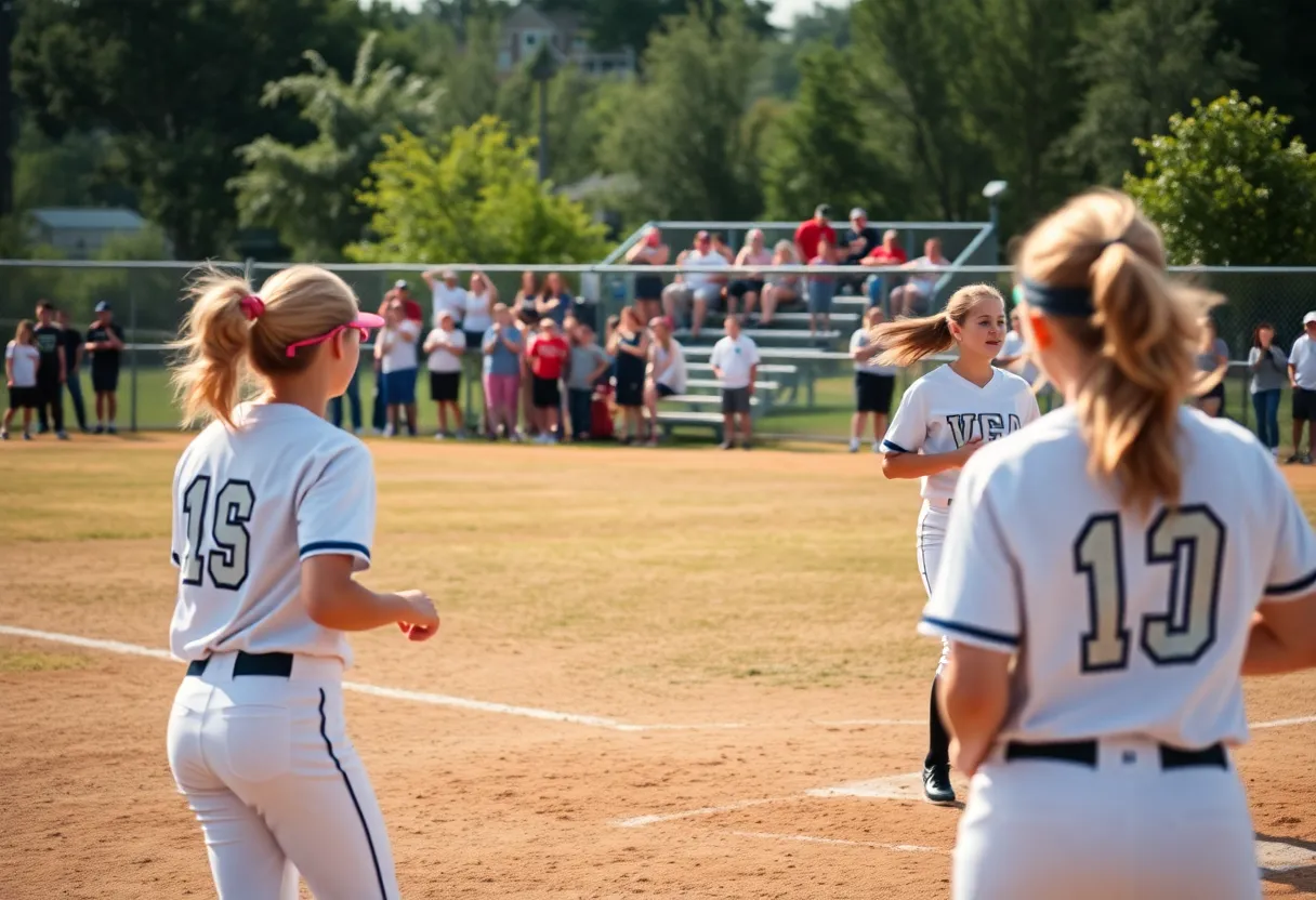 Whitmire varsity softball game in action